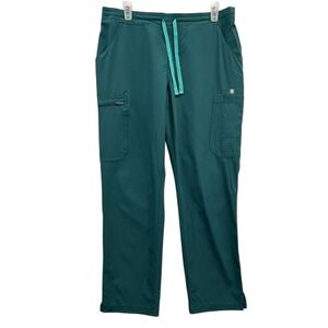 FIGS Technical Yola Teal Green Straight Leg‎ Active Scrub Pants Workwear Cargo M